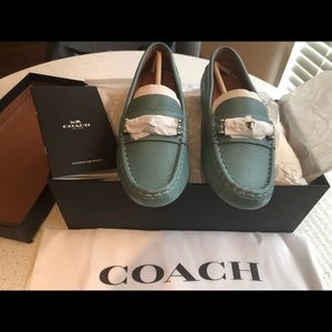Coach loafers, aqua, never worn, size 5
